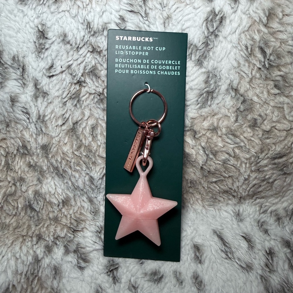 Starbucks Rose Gold & Pink Star Keyring Lid Stopper